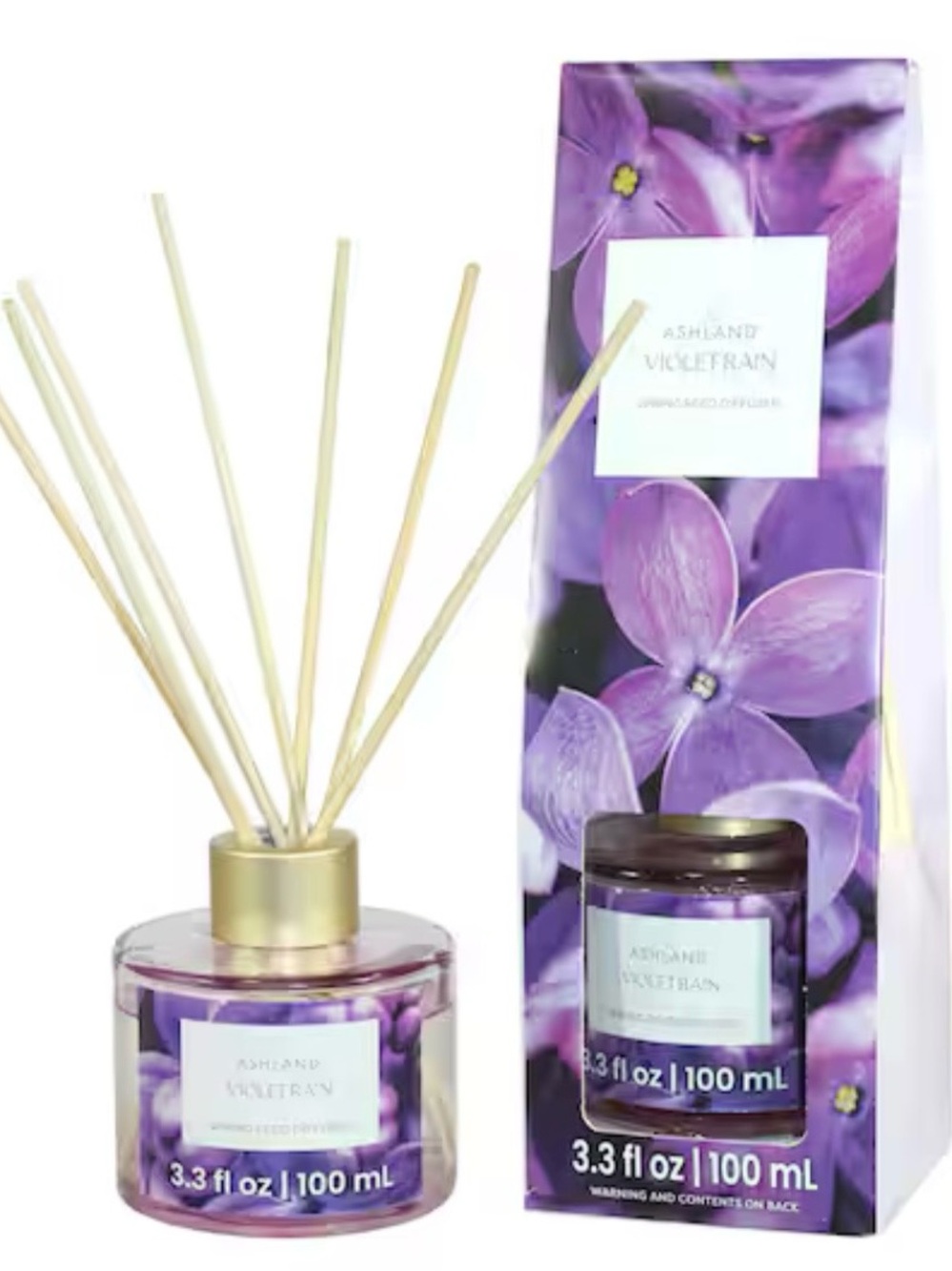 Violet Rain -Ashland Reed Diffuser with Gold Cap - Picture 1 of 6